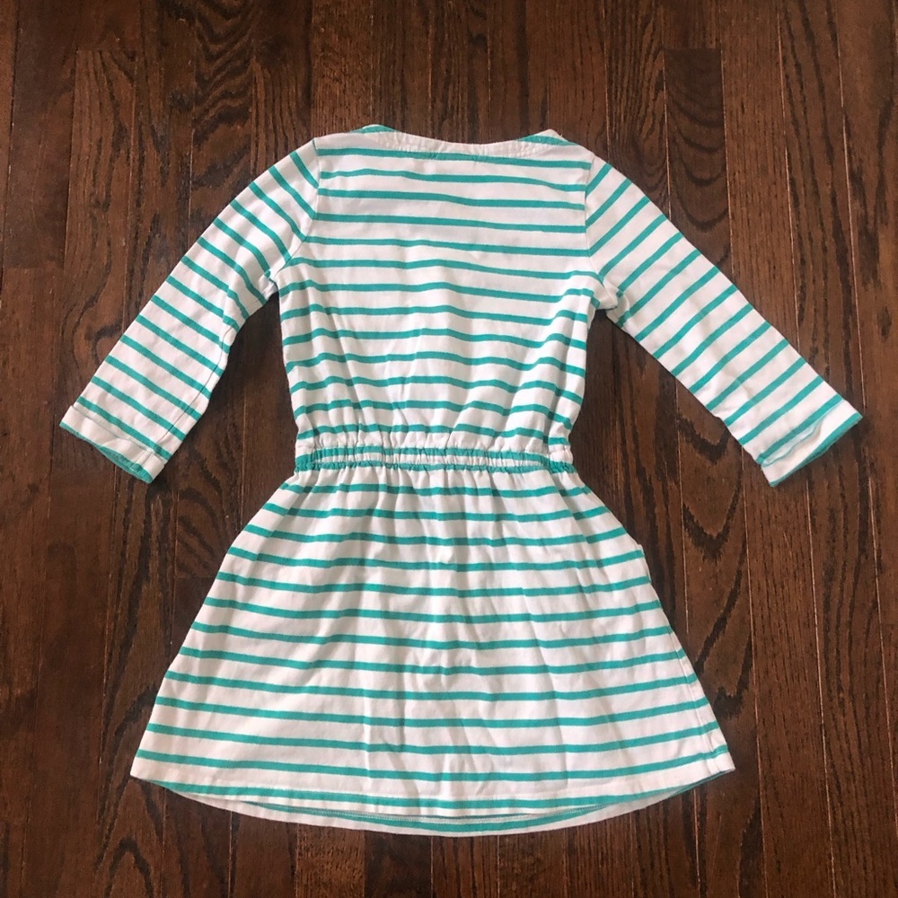Mini Boden Girls 7-8Y Teal Blue/Off-White 3/4 Sleeved Pockets Casual Dress - Picture 9 of 9
